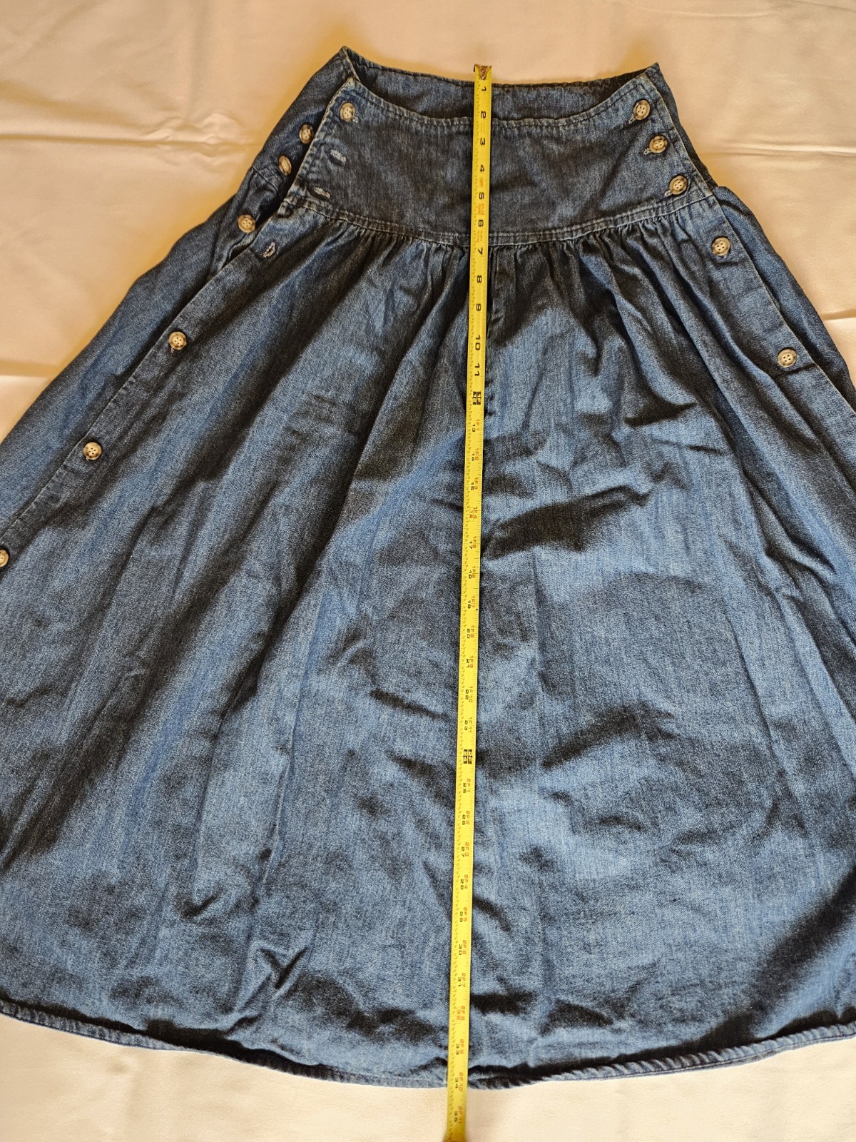 Vtg Selections by Manor House Denim Button High Waist Knee/Midi Skirt XS/S