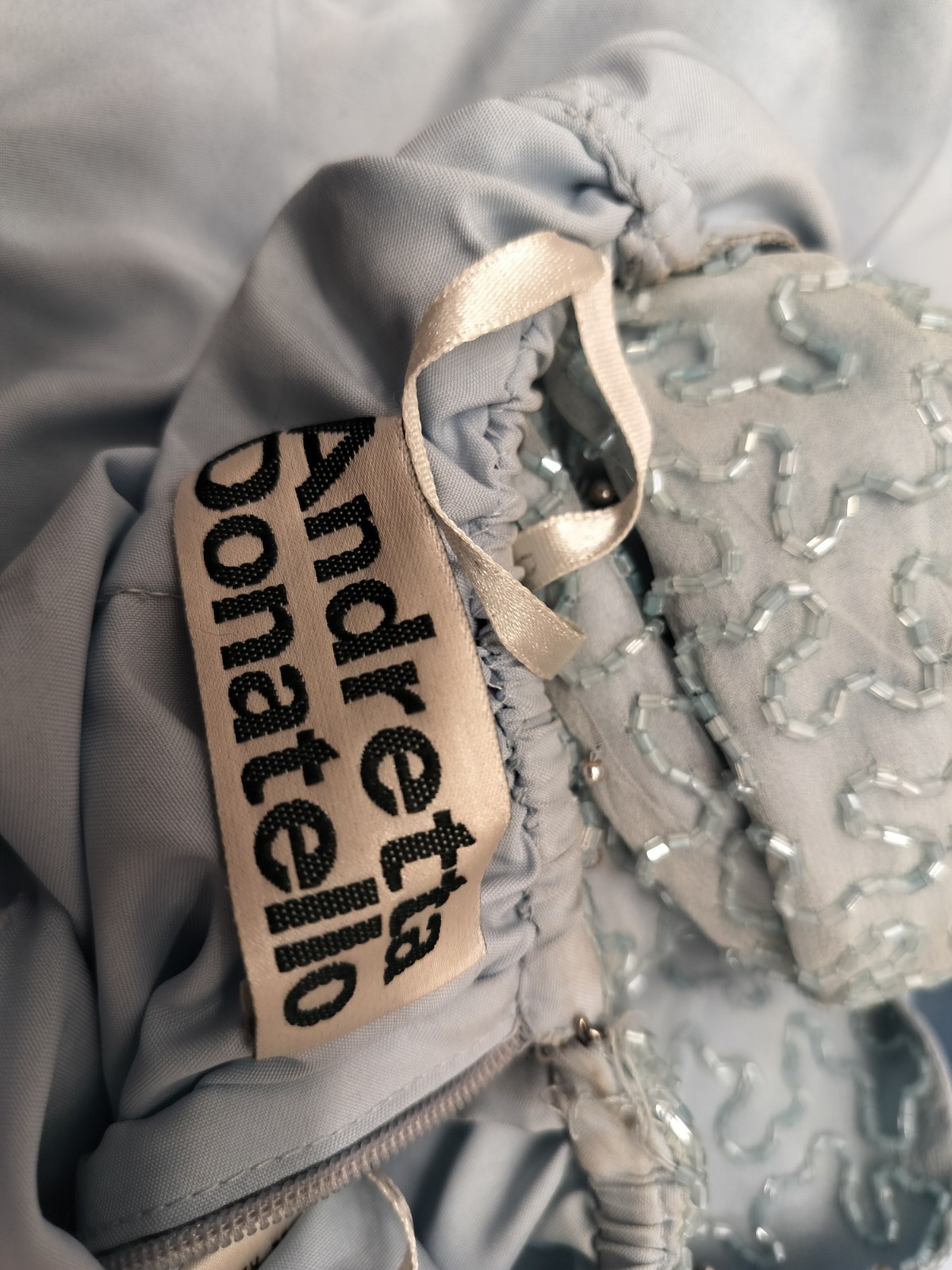 Dillards Vintage Blue Beaded Prom Dress