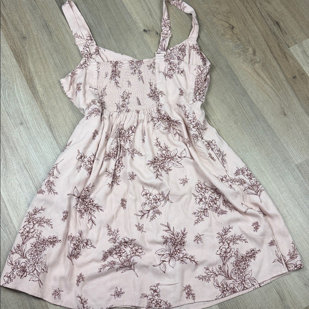 Old Navy Floral Fit & Flare Midi Dress Dusty Rose Adjustable Straps NWT Large