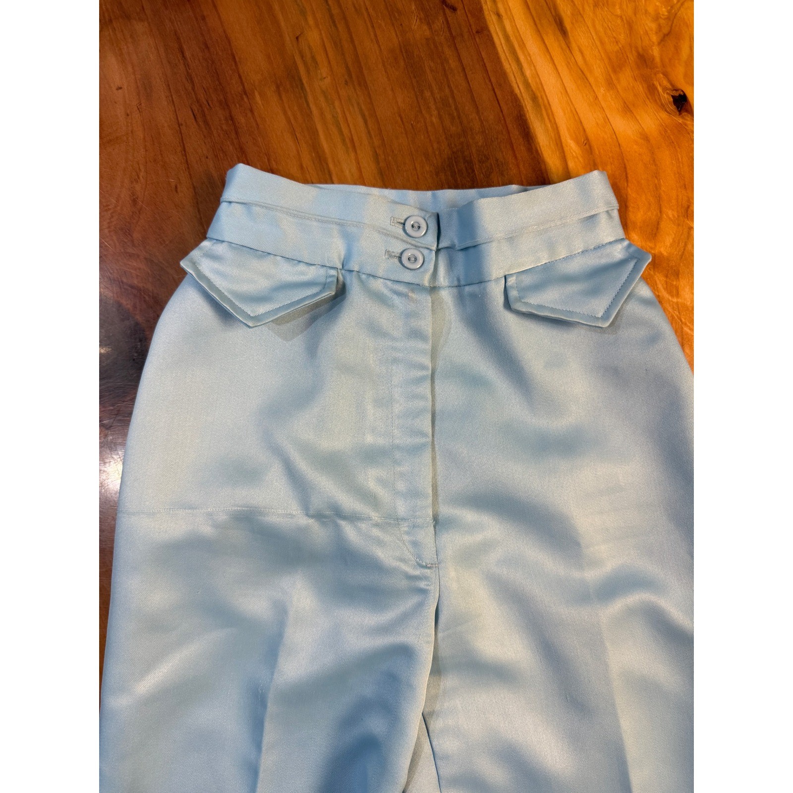 Vintage 70s Sears Mates Wide Leg Pants 5P XXSP Polyester Satin High rise Z3-27