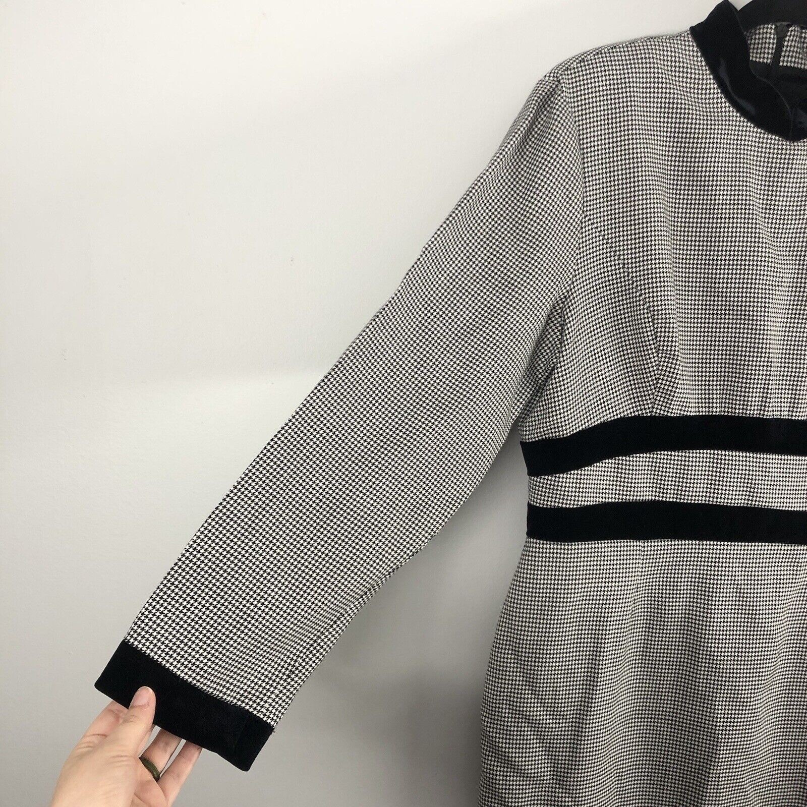 Misty Lane Womens Size 12 USA Union Made Houndstooth Maxi Dress Holiday Vintage