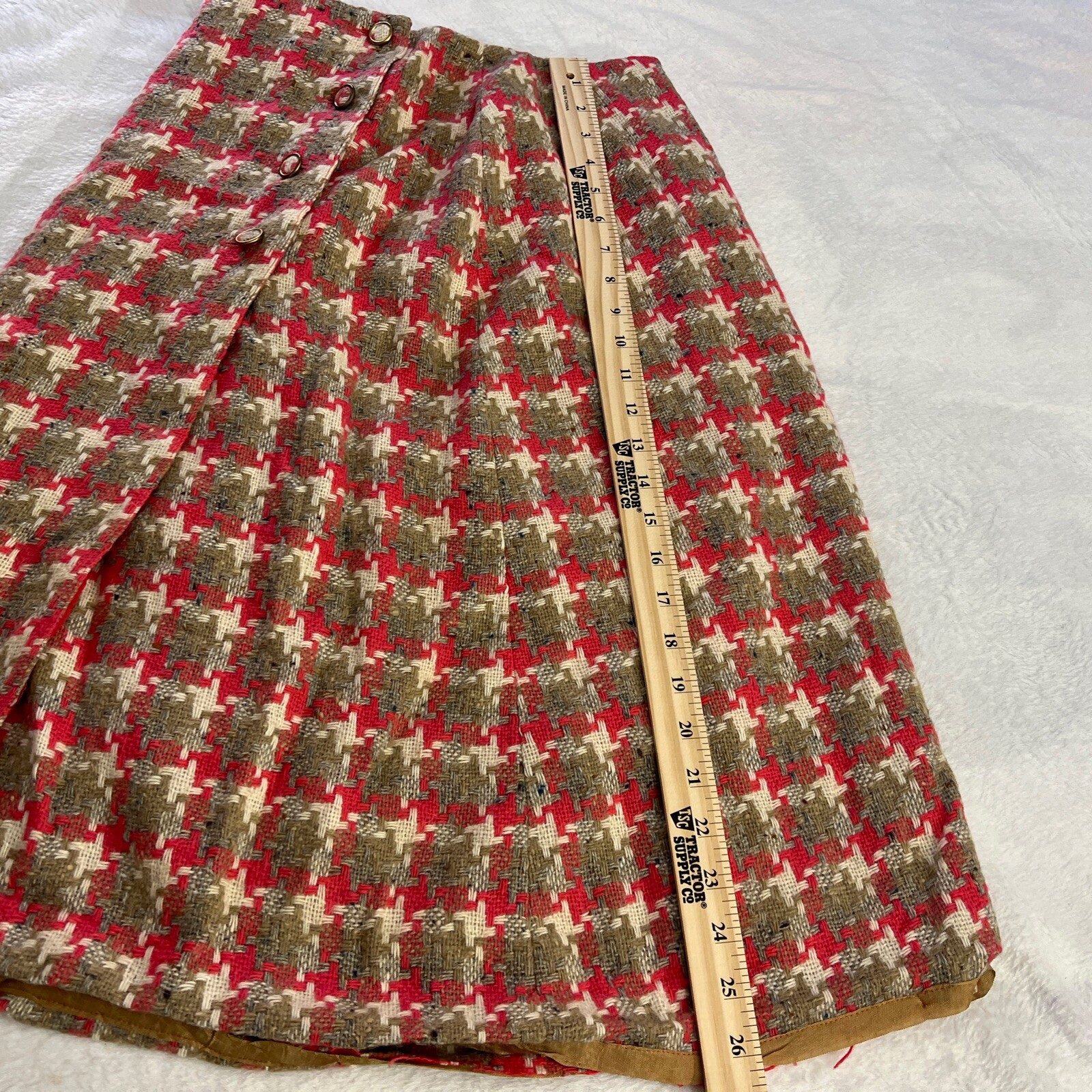 VTG McMullen MCM Skirt Tag Size 10 Multi Colored Weaved Fabric Buttons Pocket