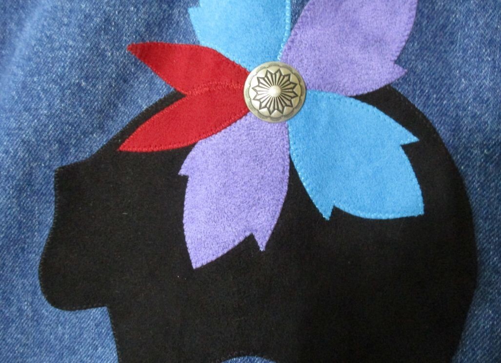 Vintage 80s Sundance Denim Jacket Moxie Lily & Wolf Schlien Western USA L Bears