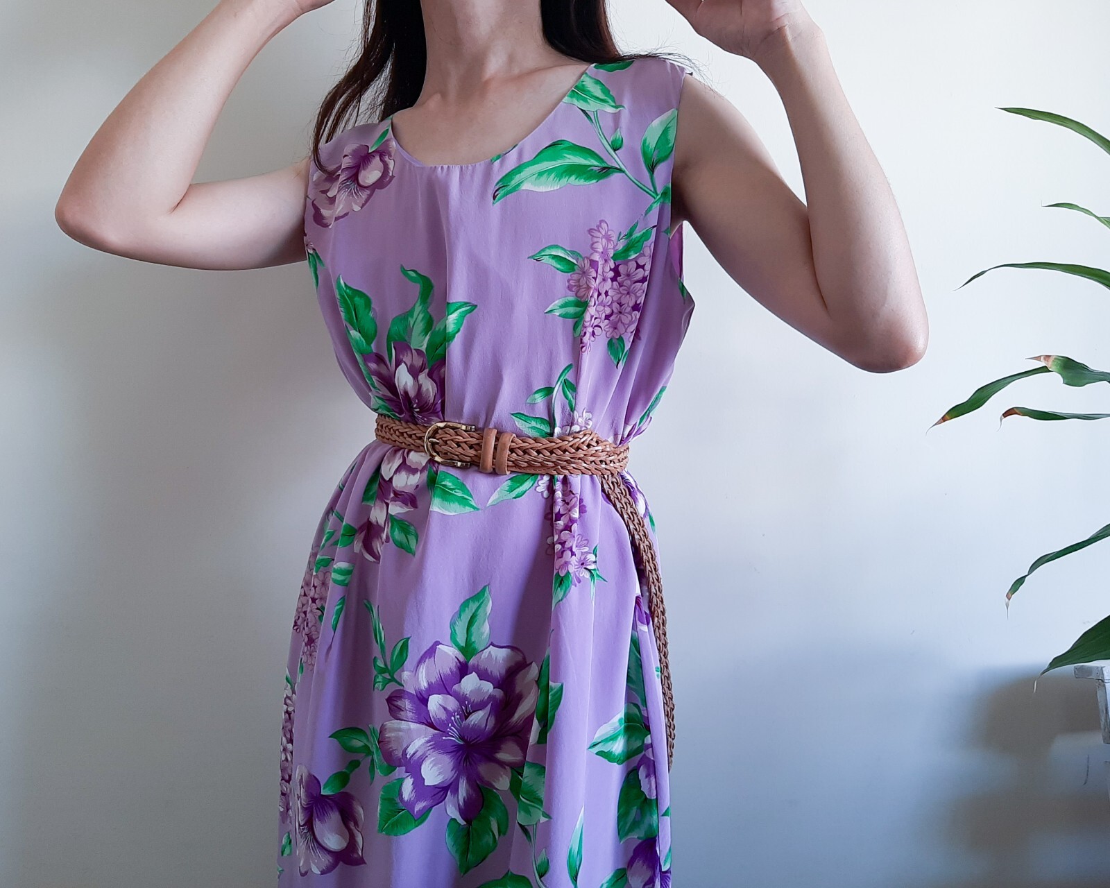 METRO STYLE Purple Floral 100% Silk Dress Jacket Set 2 Piece set Size 16 Size XL