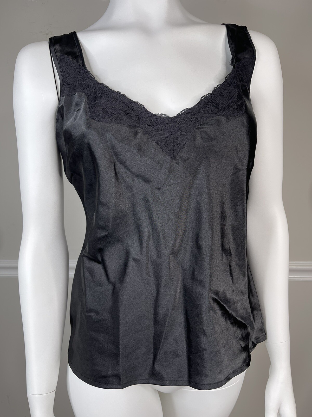 Vintage Chadwicks black Women’s size 36” bust Satin Camisole top sexy tank top
