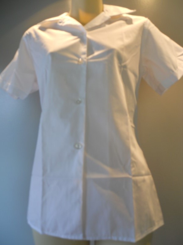 Nos Vintage 1960s White Blouse Uniform Shirt Waitress School College Preppy 36