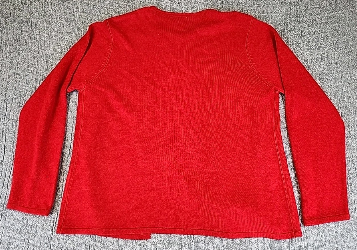 Vintage Designers Originals Womens Cardigan Sweater Sz M Red Beaded Long Sleeve