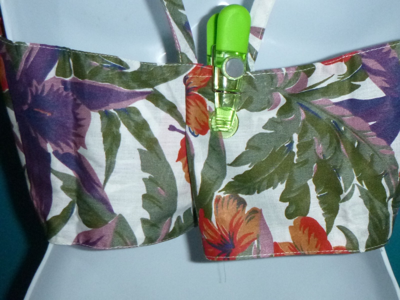 NOS Vtg 80s Beeline Fashions Red Purple Floral Tie Front Bandeau Top Sz L