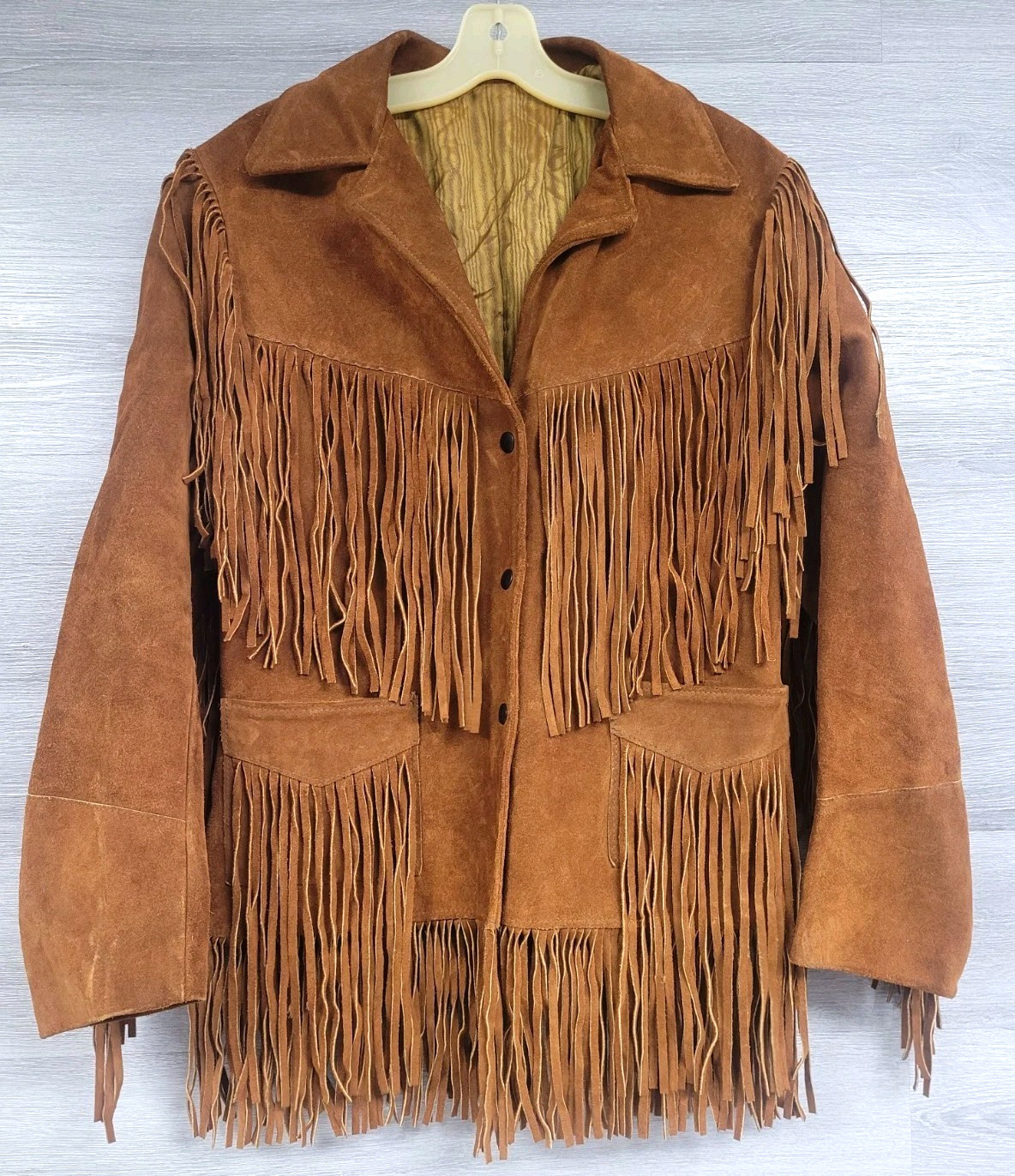 WOMENS VINTAGE SUEDE LEATHER JACKET JOO-KAY BROWN FRINGE WESTERN SIZE MEDIUM
