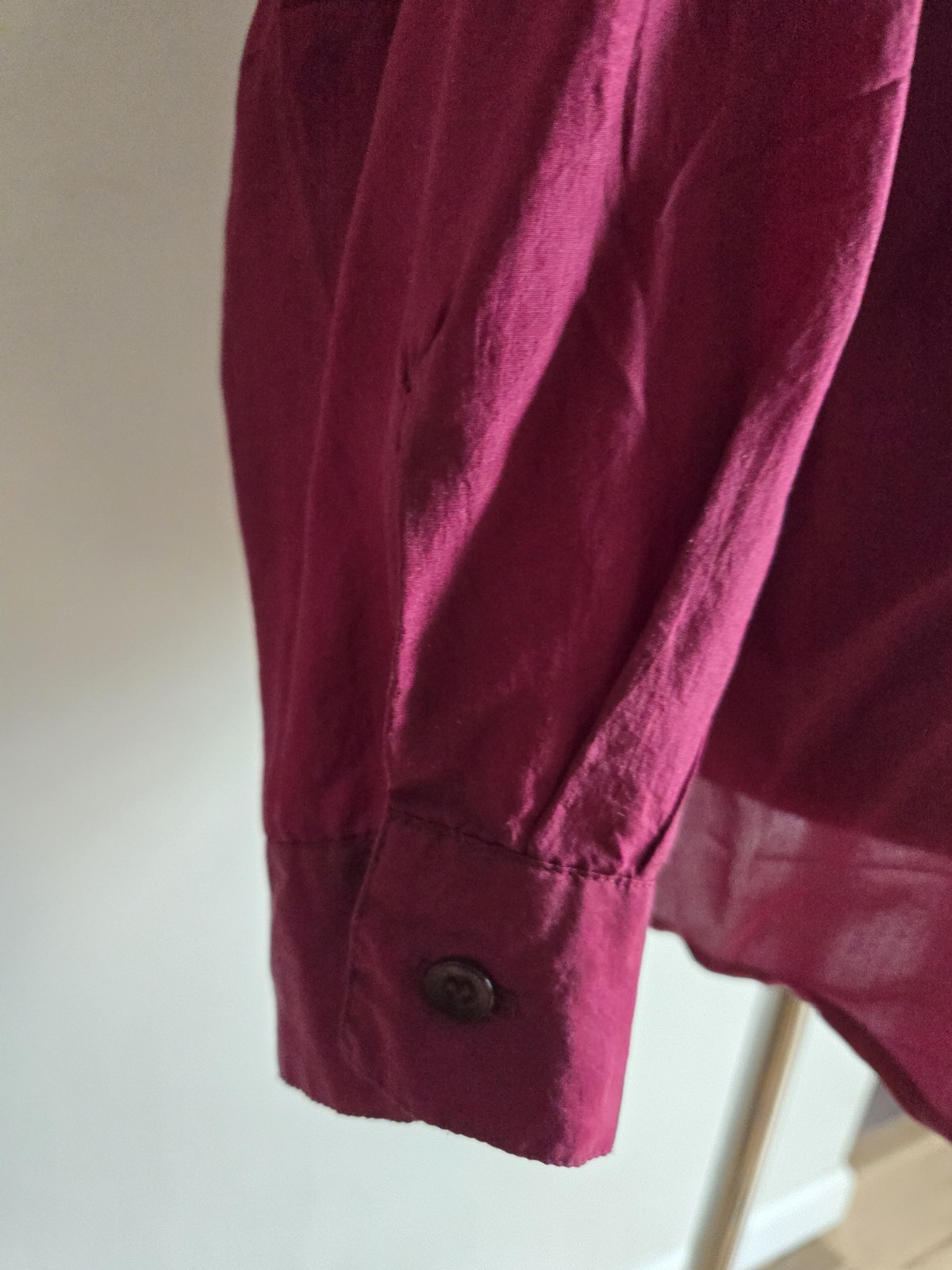 Details Express Eomens Vintage/Deep Red/sizeM/silk/Button Up/shitBlouse/Poket