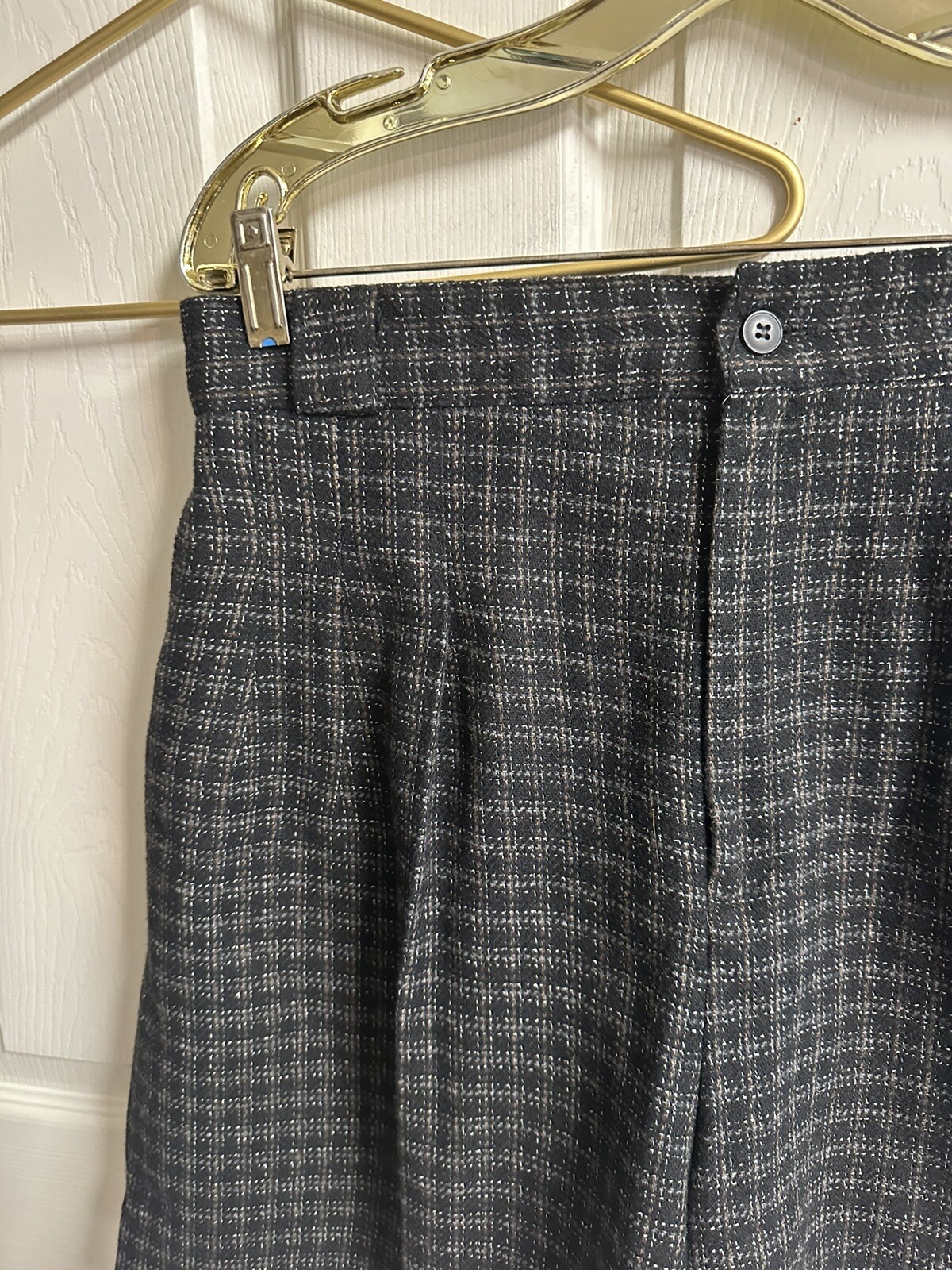 70s Wool Shorts Pants Plaid High Waisted Tailored VTG Academia Large 16 32×20