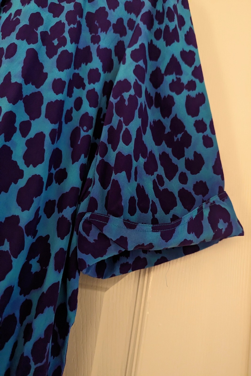 Vintage Jean Louis Scherrer Boutique JLS Animal Print Blouse Blue/Purple 42
