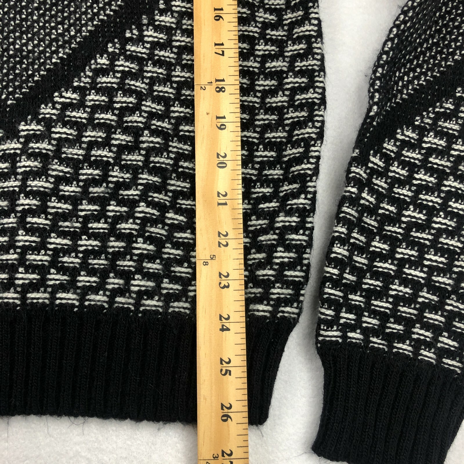 Vintage Van Cort Chunky Knit Sweater Womens Size M Retro 80s Black White