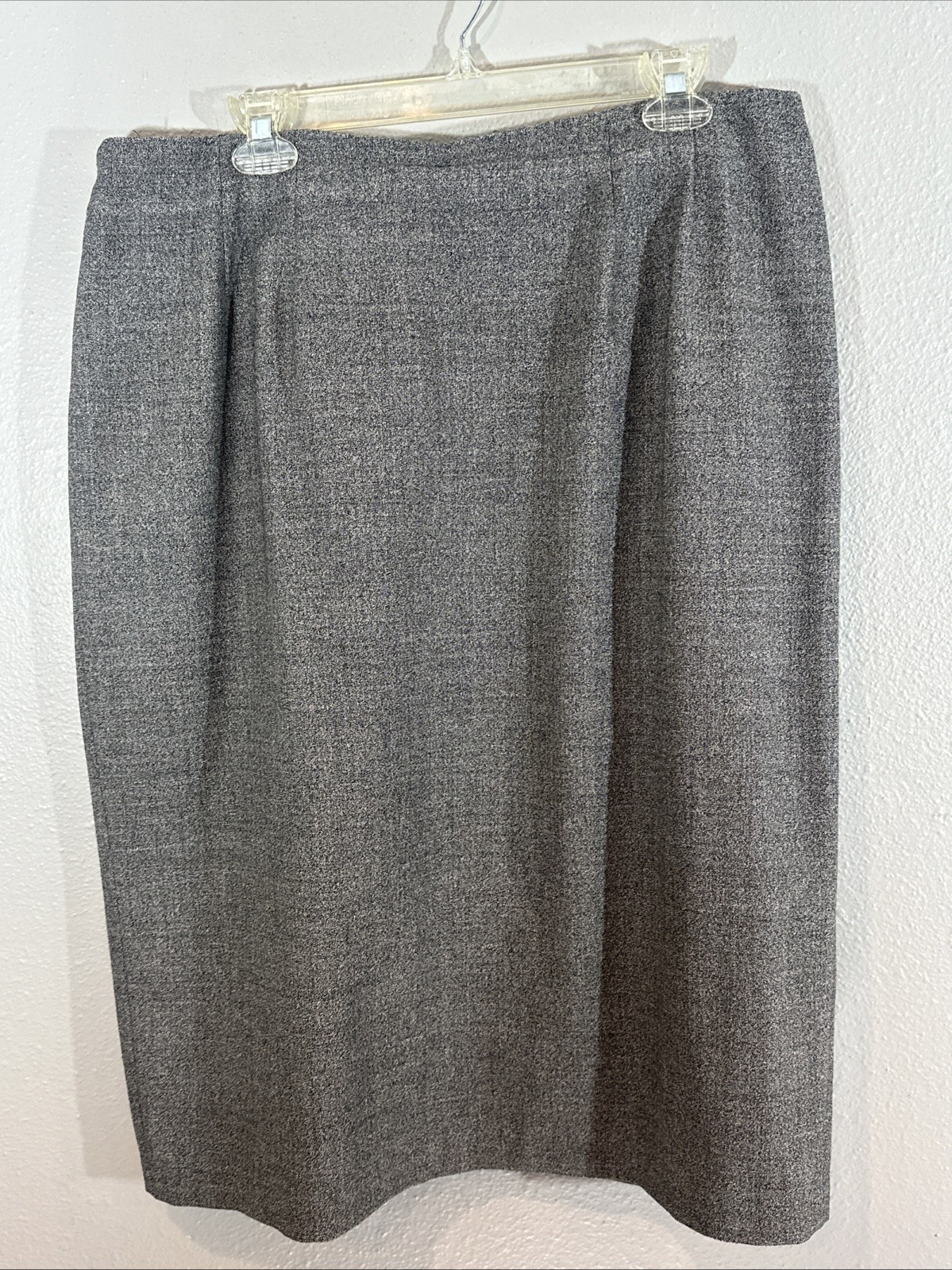 100 Wool Tailored Lined Pencil Skirt Preppy Academia Career Office Gray Women 18
