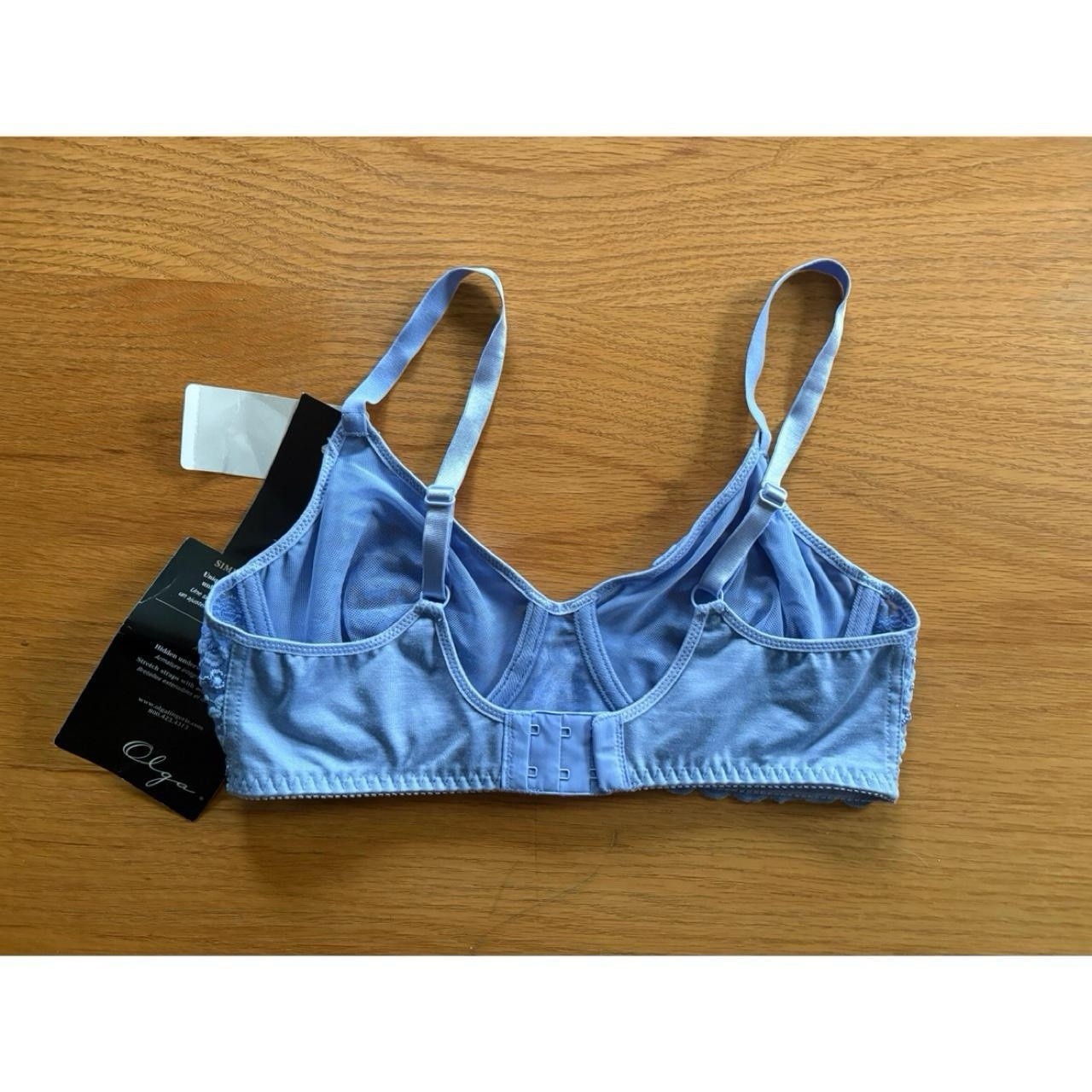 Deadstock Olga Lingerie Underwire Bra 36C Periwinkle Lace Floral 80s 90s New Vtg