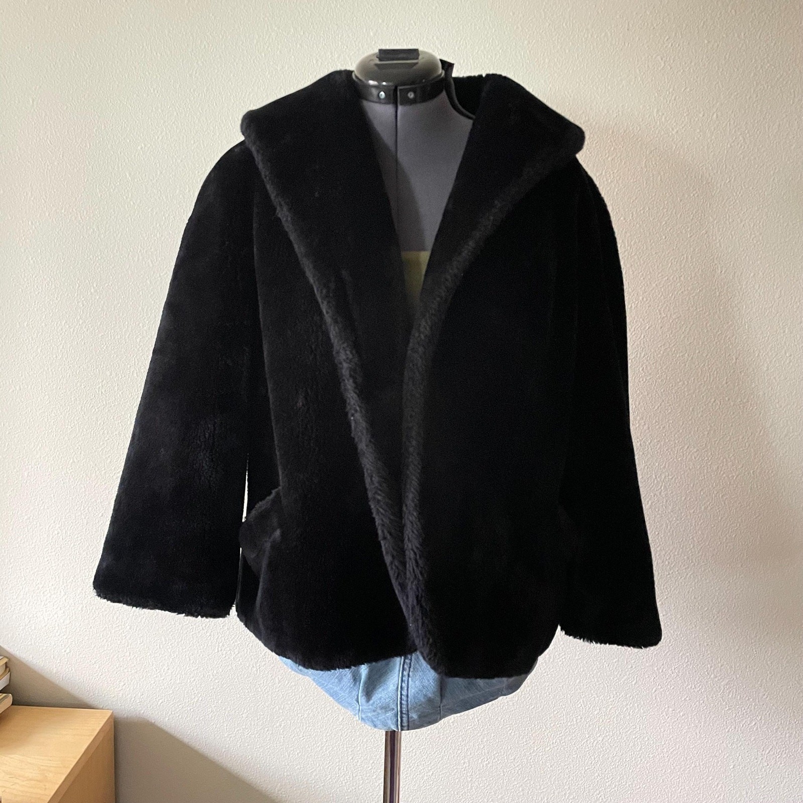 60’s Vintage Faux Fur Coat Borgana Black Winter Coat