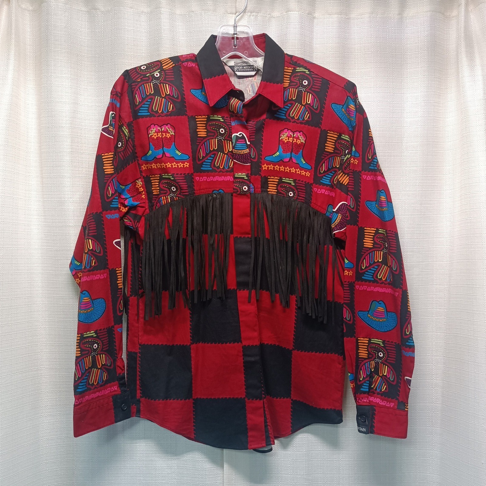 Rocky Mountain Clothing Co Vintage Western Fringe Shirt Womens XS Novelty Rodeo