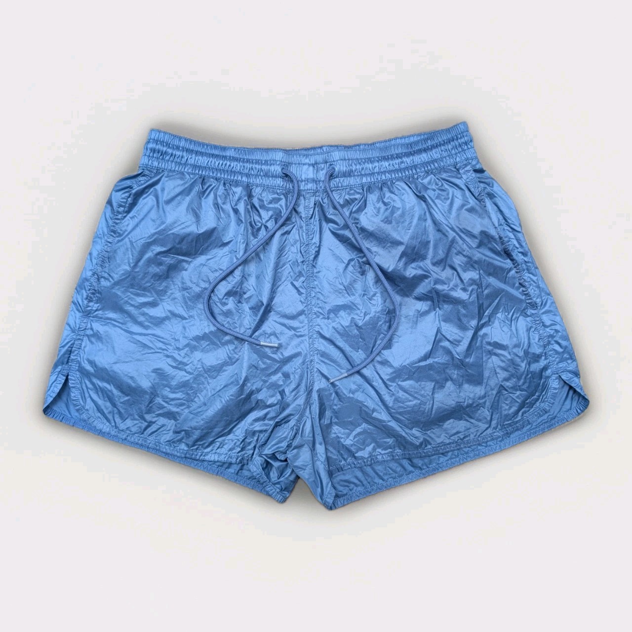COS Gloss Nylon Shorts Running Womens S Blue Gym Running Sprinter Retro Sports