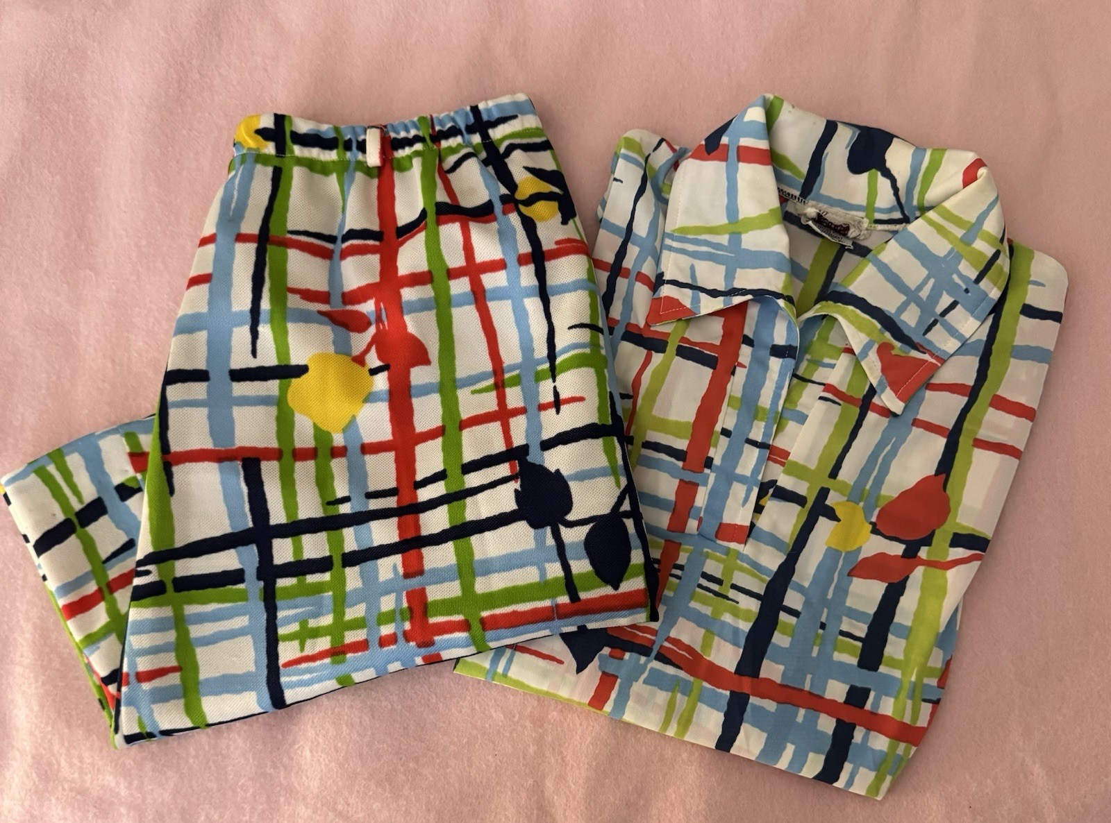Vintage 1970s 2 Piece Women’s Golf Outfit 70s Haymaker Polyester Skirt Nylon Top