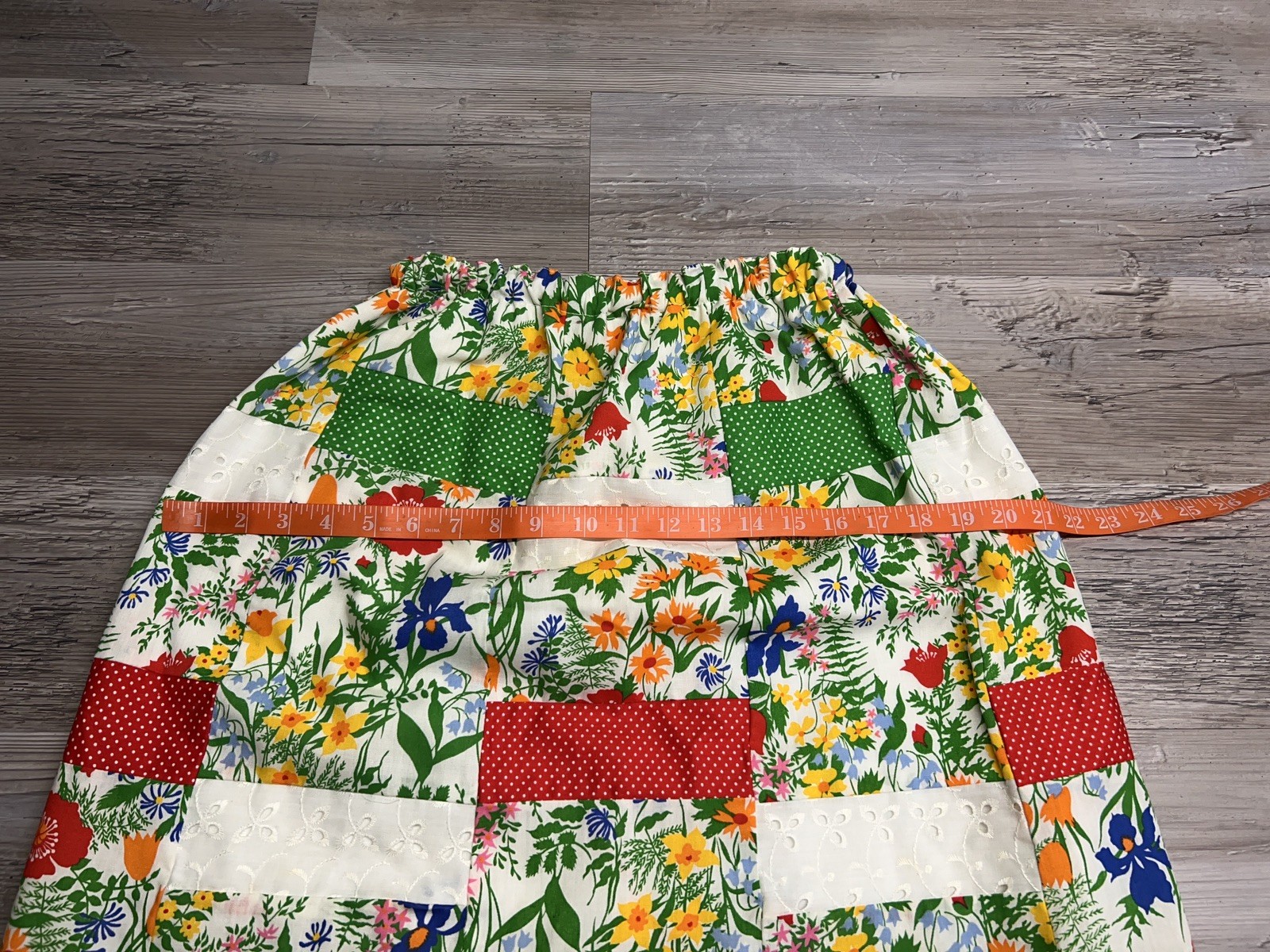 Vintage 70s Mr Hank Patchwork Floral Maxi Skirt Eyelet Lace Boho Cottagecore XS