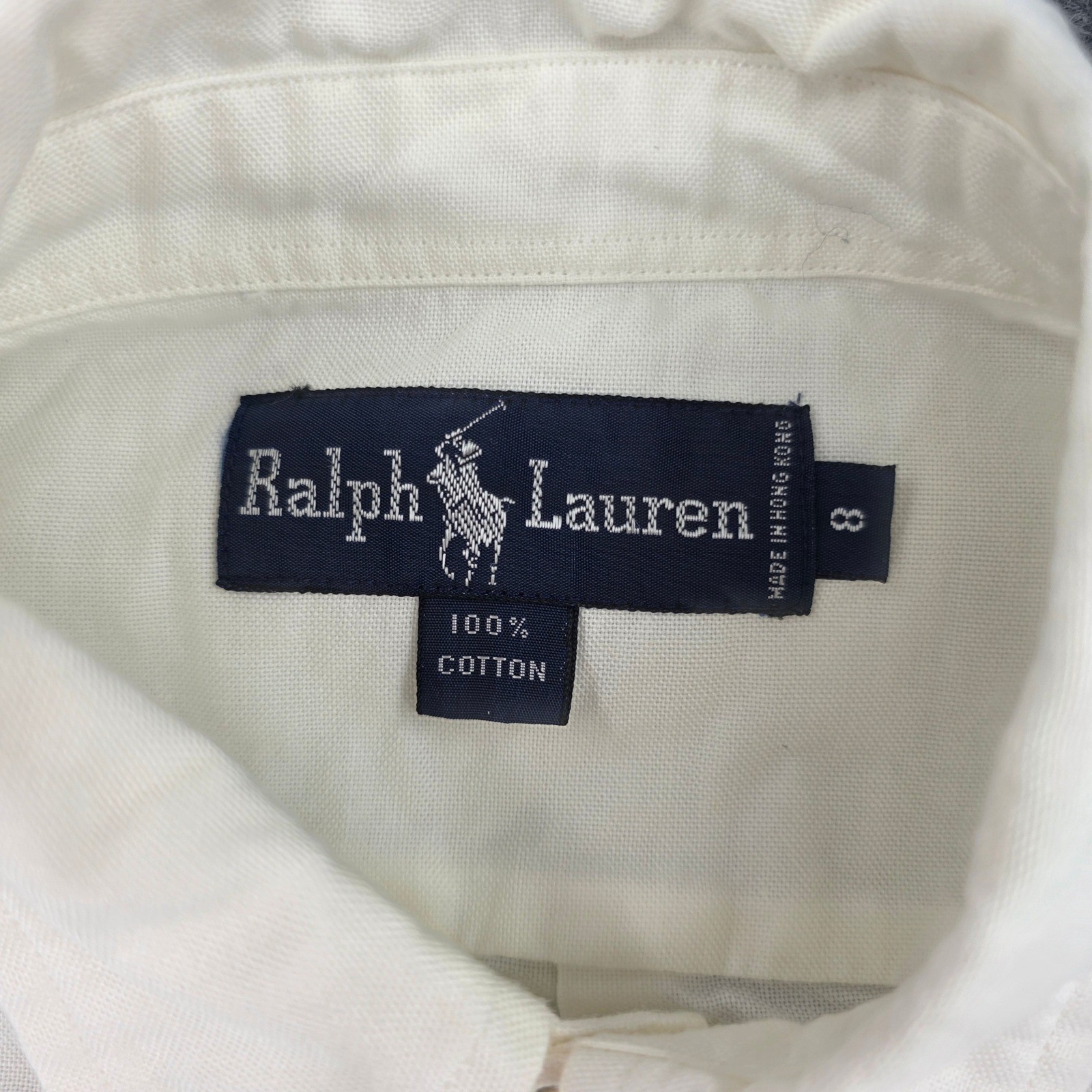Ralph Lauren Women’s Cream Cotton Button Down Shirt Long Sleeve Logo Size 8