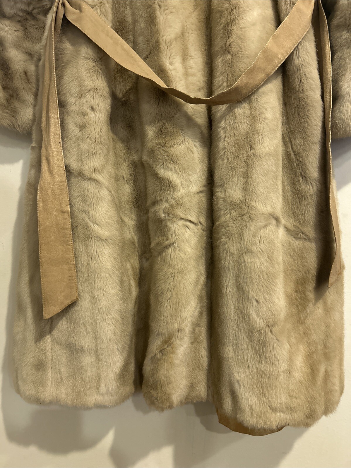Vintage Lykafur Priscilla Modes Tie Around Faux Fur Coat Made In England