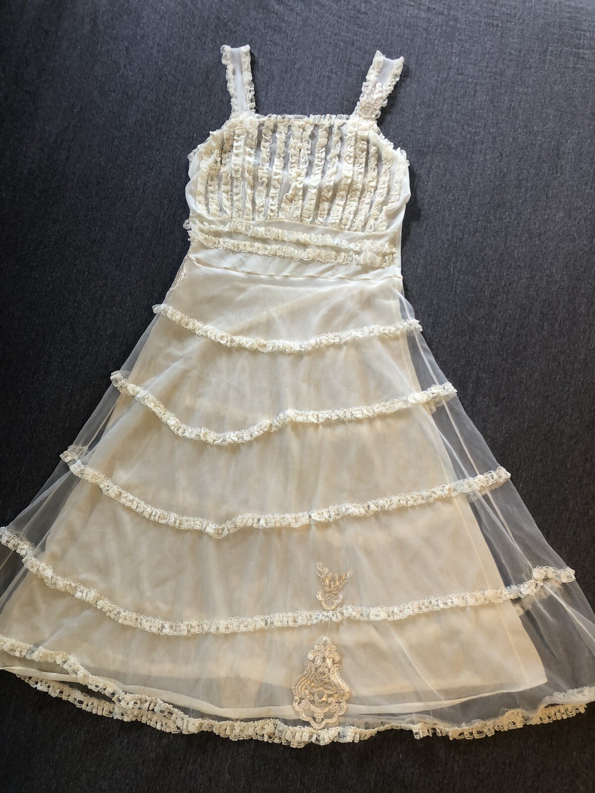 Vintage 50s Slip Dress Nightgown Doll Cottage Prairie Edwardian Victorian Ghost