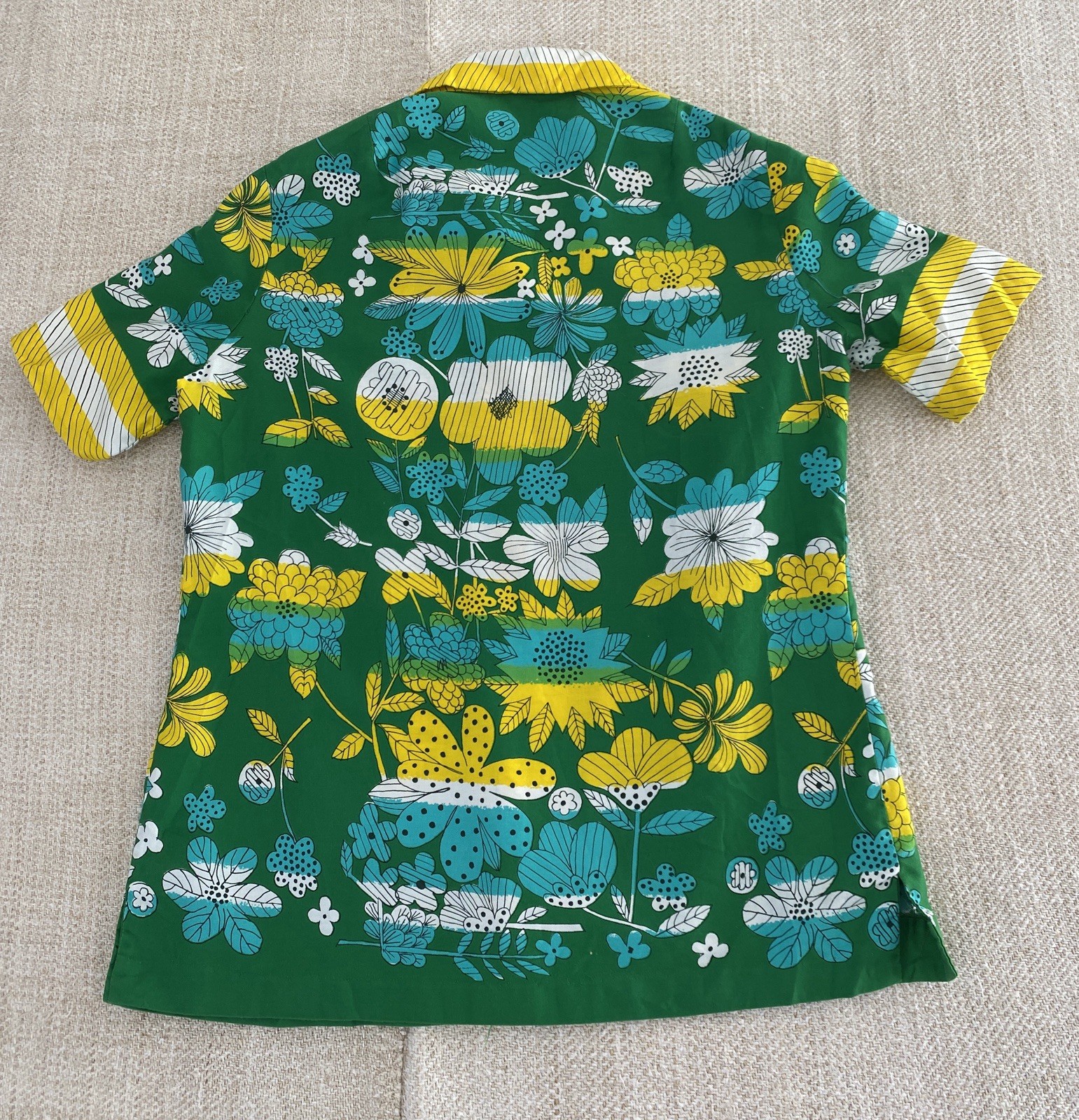 Vintage 60’s Vera Neumann Short Sleeve Cotton Blouse Sz 16