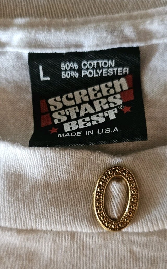 VTG Screen Stars Best Mexican Applique Gem Bead Sombero White Sz L Signed CAB