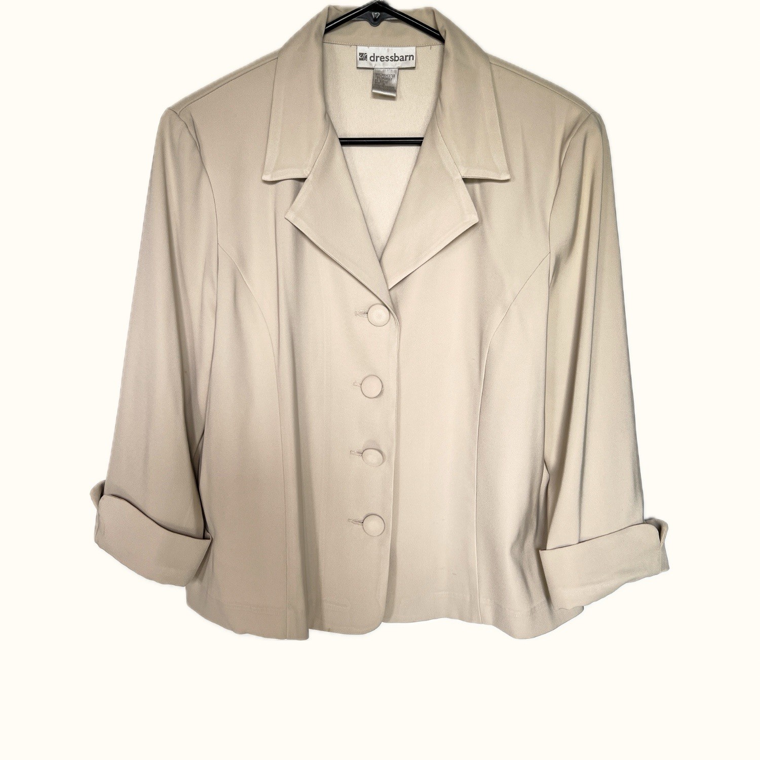 Vintage Dressbarn Beige Pant Suit Set Womens Medium Career Y2K Minimalist Office