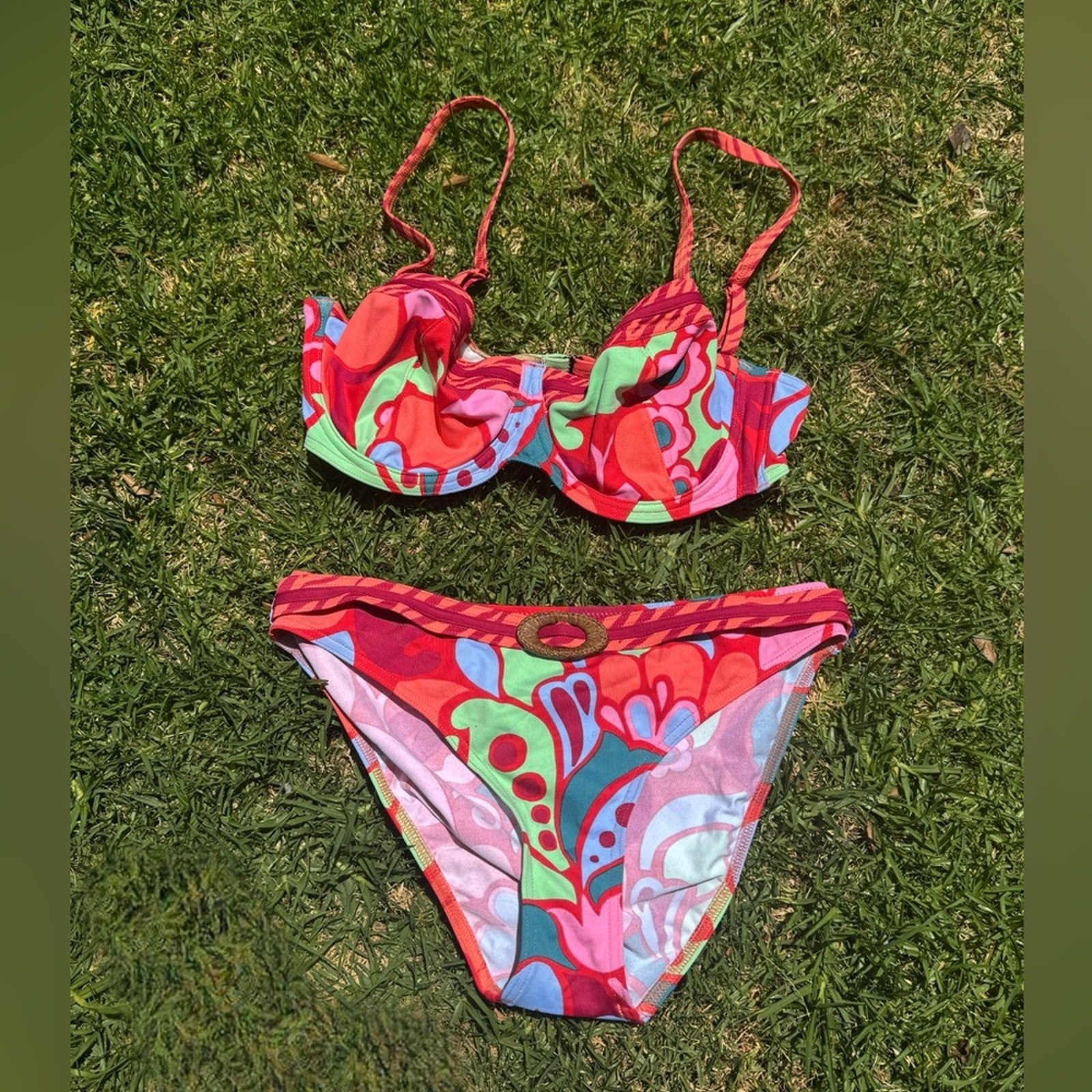 Y2K Vintage Two Piece Bikini Bright Funky Pattern