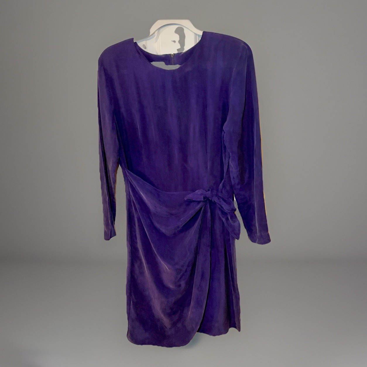 Vintage 80s K.C. Spencer Purple Bow Cocktail Dress Size 12 Made in USA