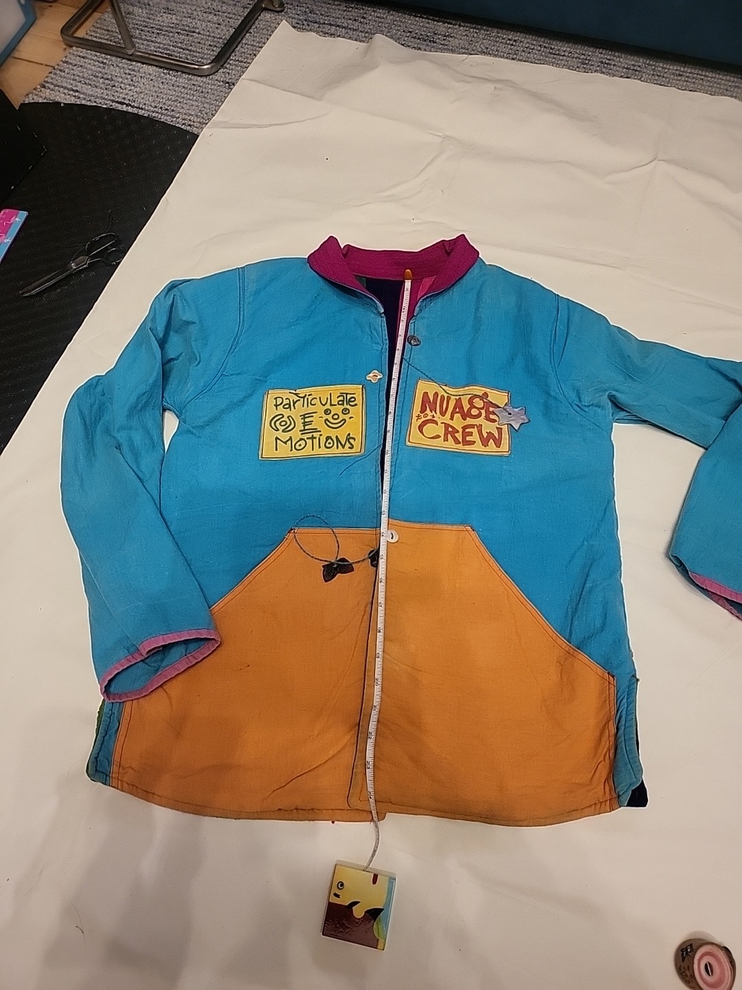 Vintage 80s Space Island Light Industry Rainbow Hand Woven Reversible Jacket L