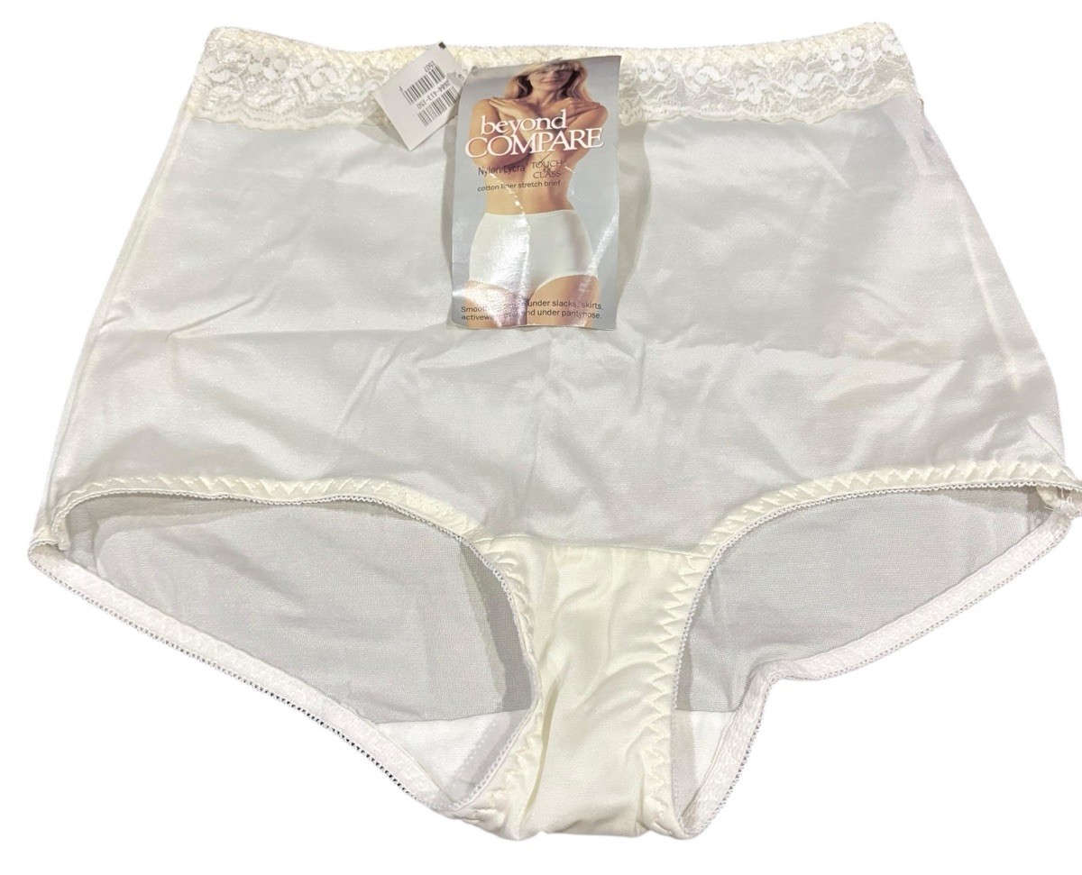 Vintage Gloria Vanderbilt Nylon Lycra Brief Panty NOS Lace Waist 80s 90s New