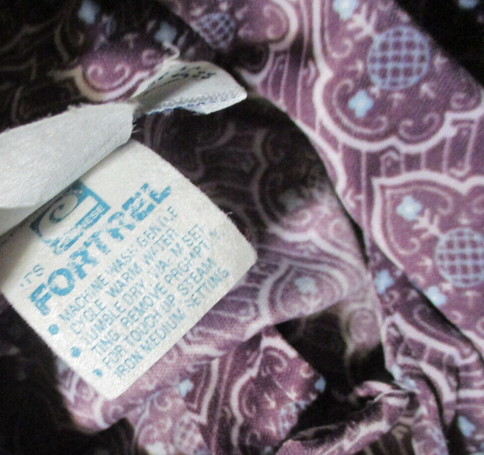 Vitg 80s Cape Cod Match Mates Purple Print Long Slv Top Size 14 Made in USA