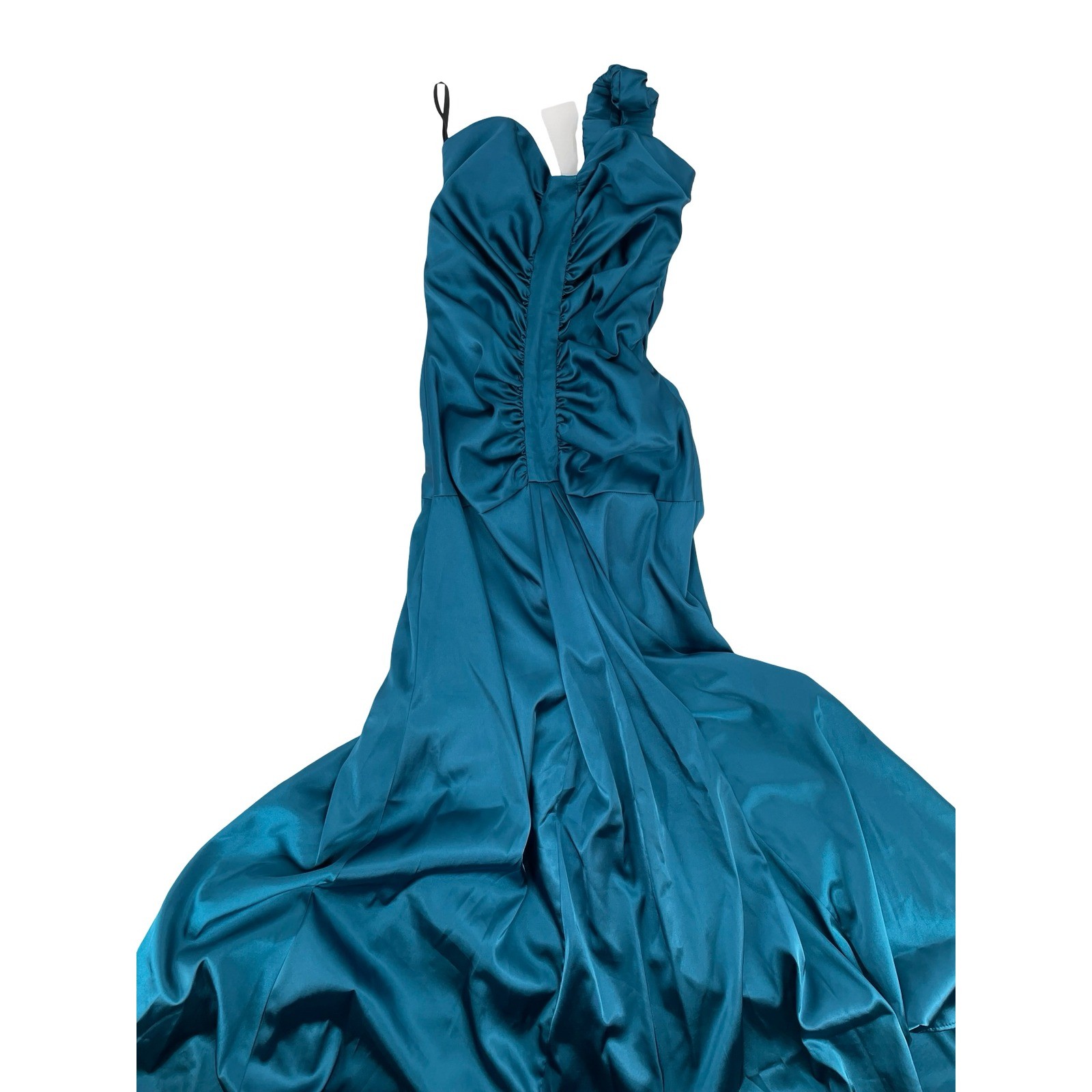 Jessica McClintock Women Gown Vintage 1990s Teal Blue Satin Polyester Spandex 8