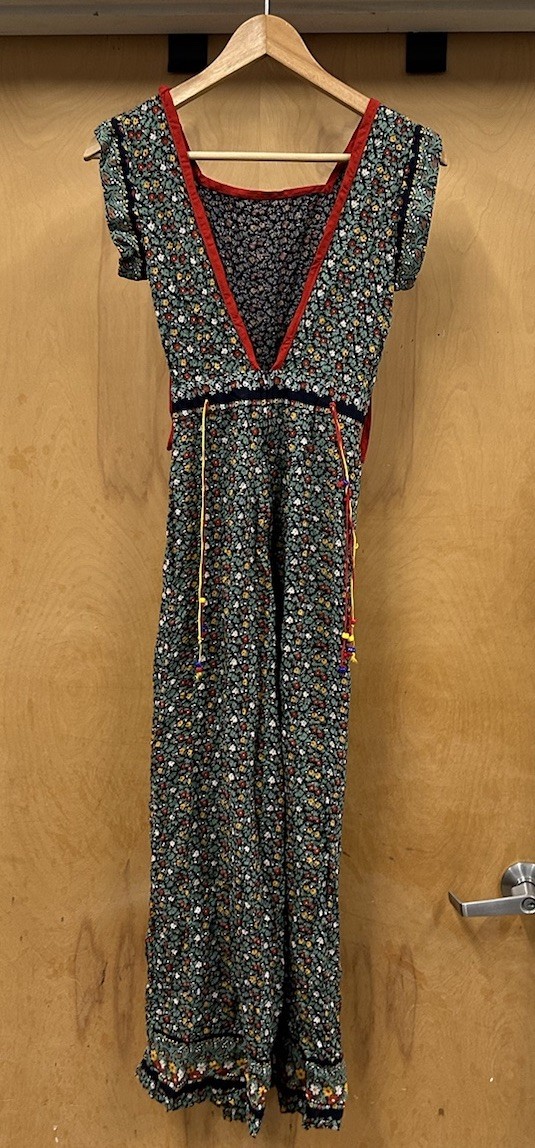Vintage I.MAGNIN 1960s/1970s Floral Beaded Wide Leg Jumpsuit Hippie Disco