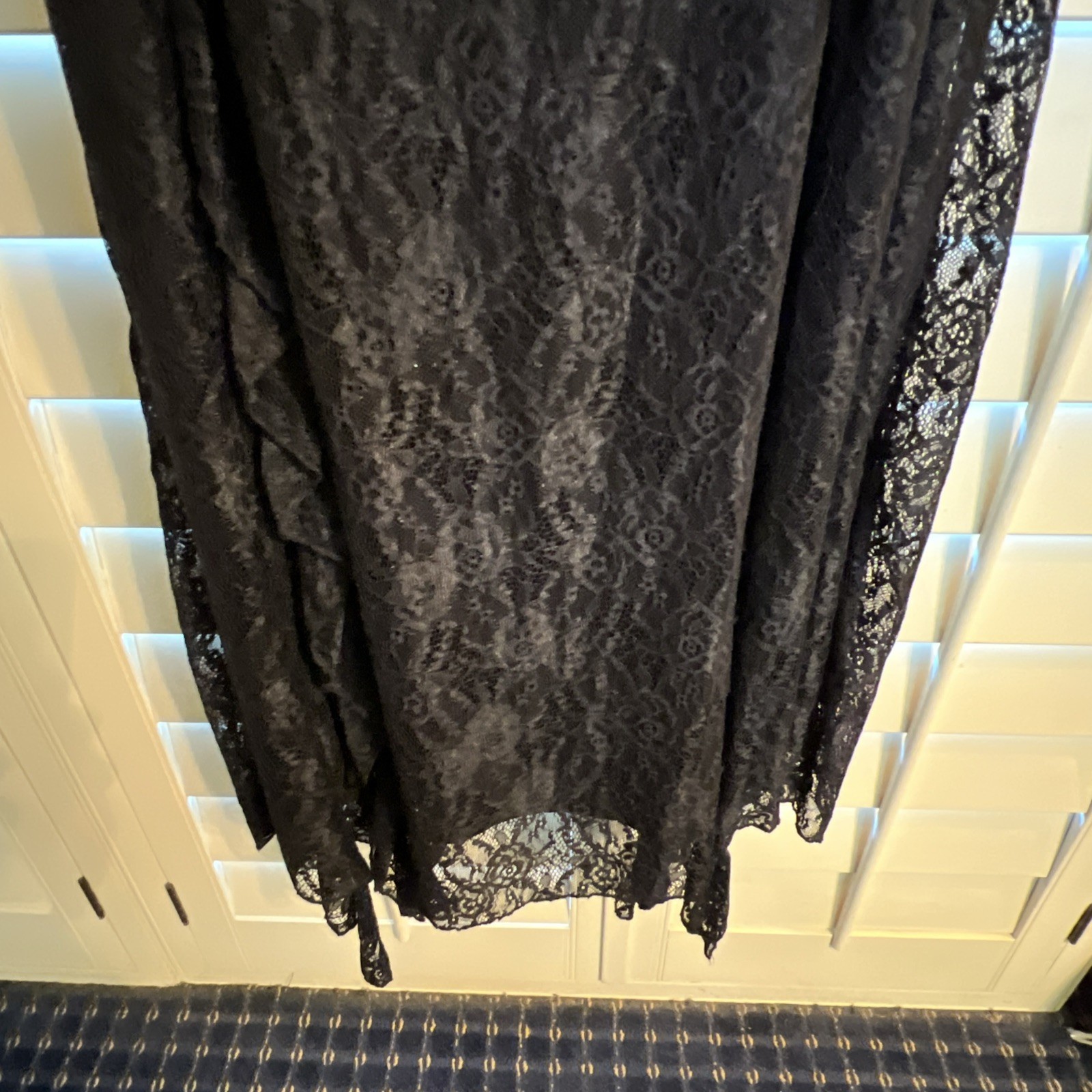 Black Lace Maxi Slip Dress Flowy Goth Sheer Layer Witchy Halloween