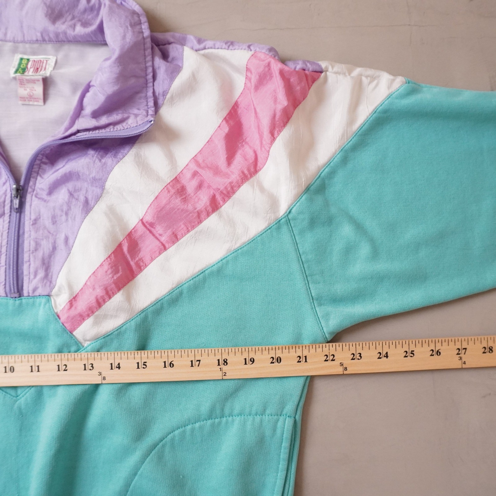 Bold Spirit Vintage 90s Colorblock Quarter Zip Pullover Teal Purple Pink Large