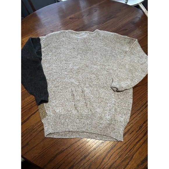 Vintage 20 Ans by Mariea Kim Lion Intarsia Wool Blend Sweater Gray Tan Women’s M