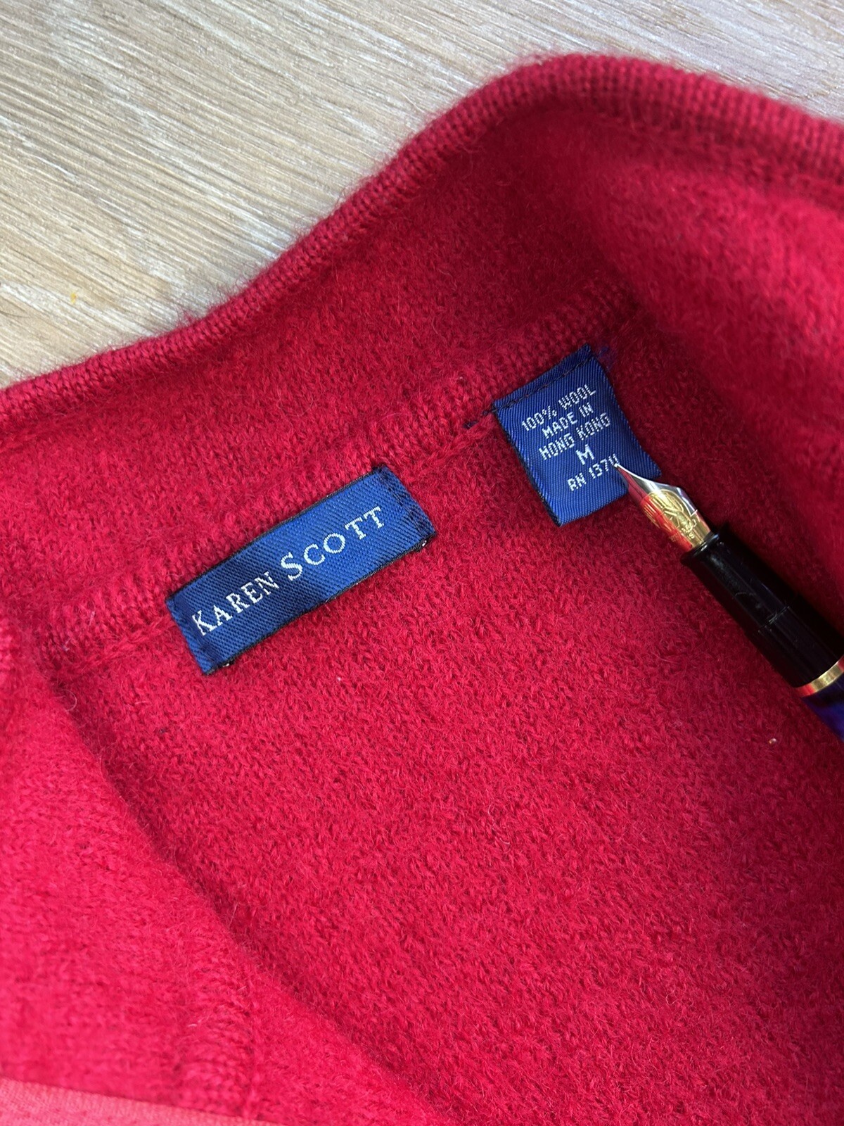 Vintage 90’s CLASSIC Long Sweater Jacket Karen Scott Red 100% Wool