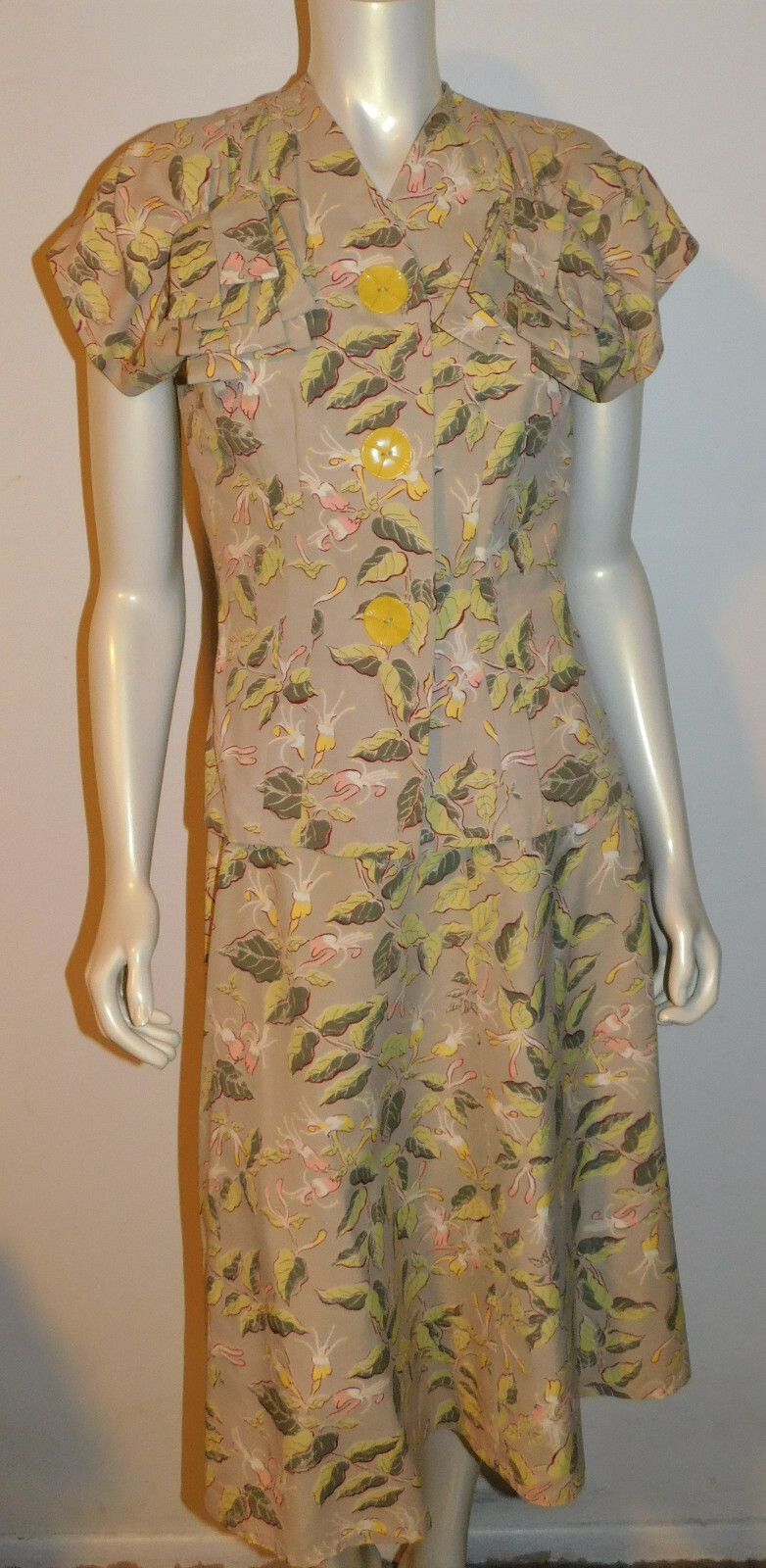 Vintage Barkcloth Skirt Top Jacket Dress 6 8 Honeysuckle Floral Pink Green