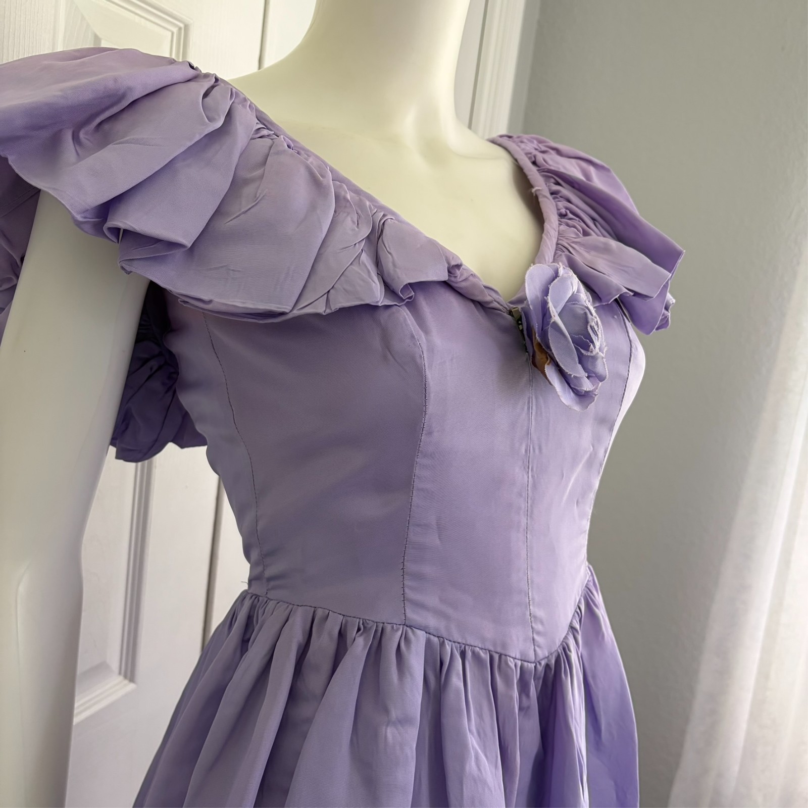 vintage 70s or 80s light purple lilac bodice dress