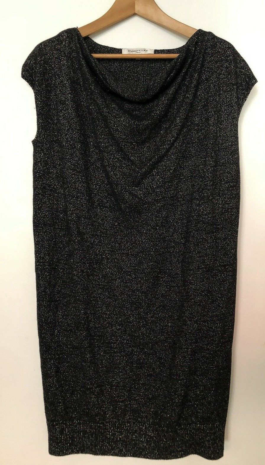 Vintage Evan Picone Ladies Gold Metallic Knit Shift Dress Shirt S