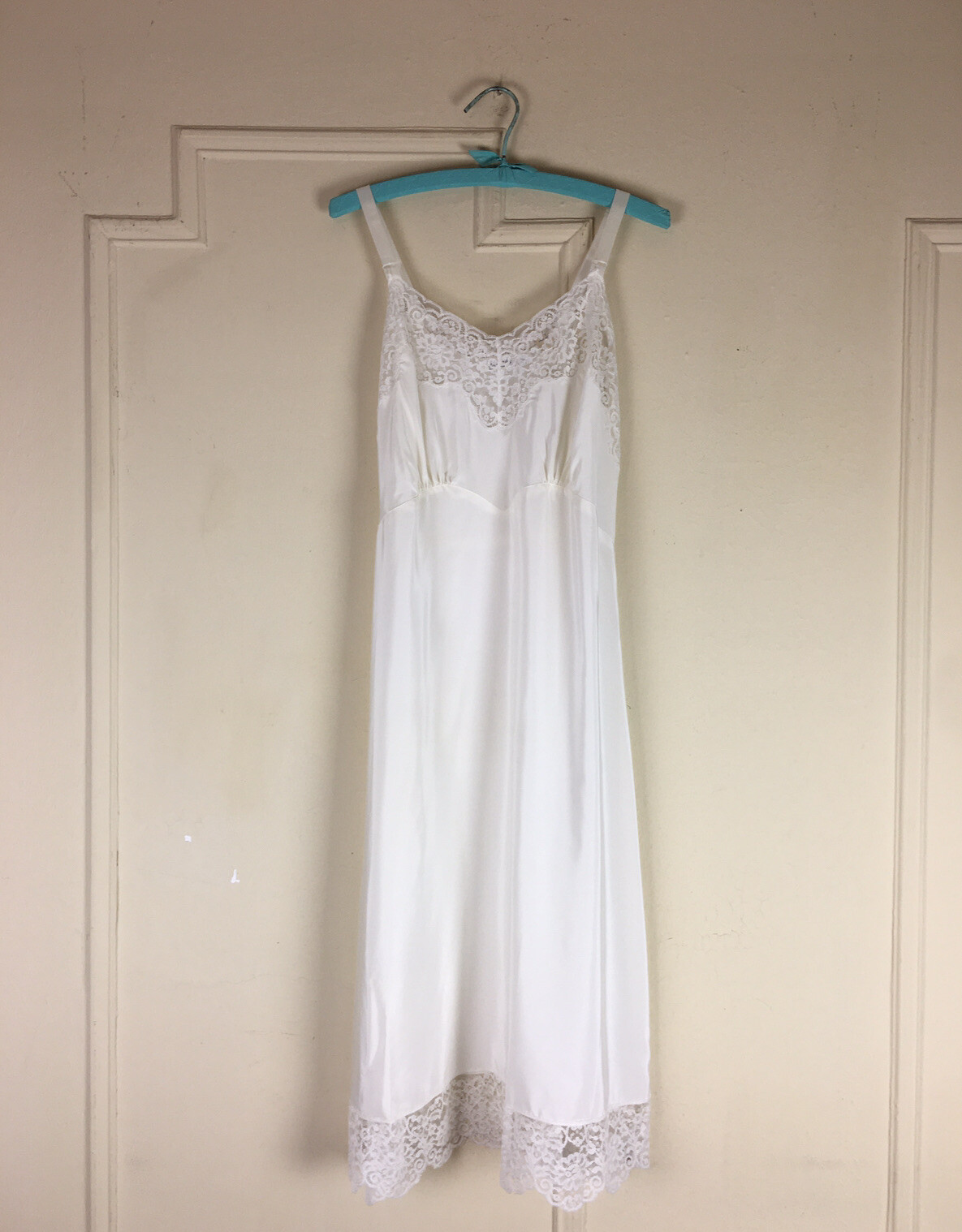 Vintage CORETTE White Slip Lace Trim Size 38 Unworn with Tag Lingerie