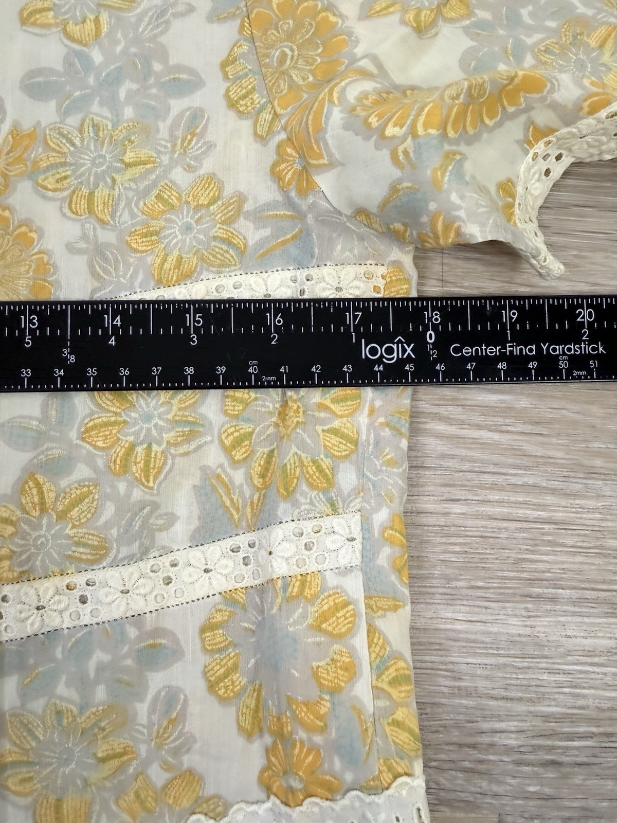 Vintage 70s Yellow Retro Floral Handmade House Dress Housewife Lace Trim