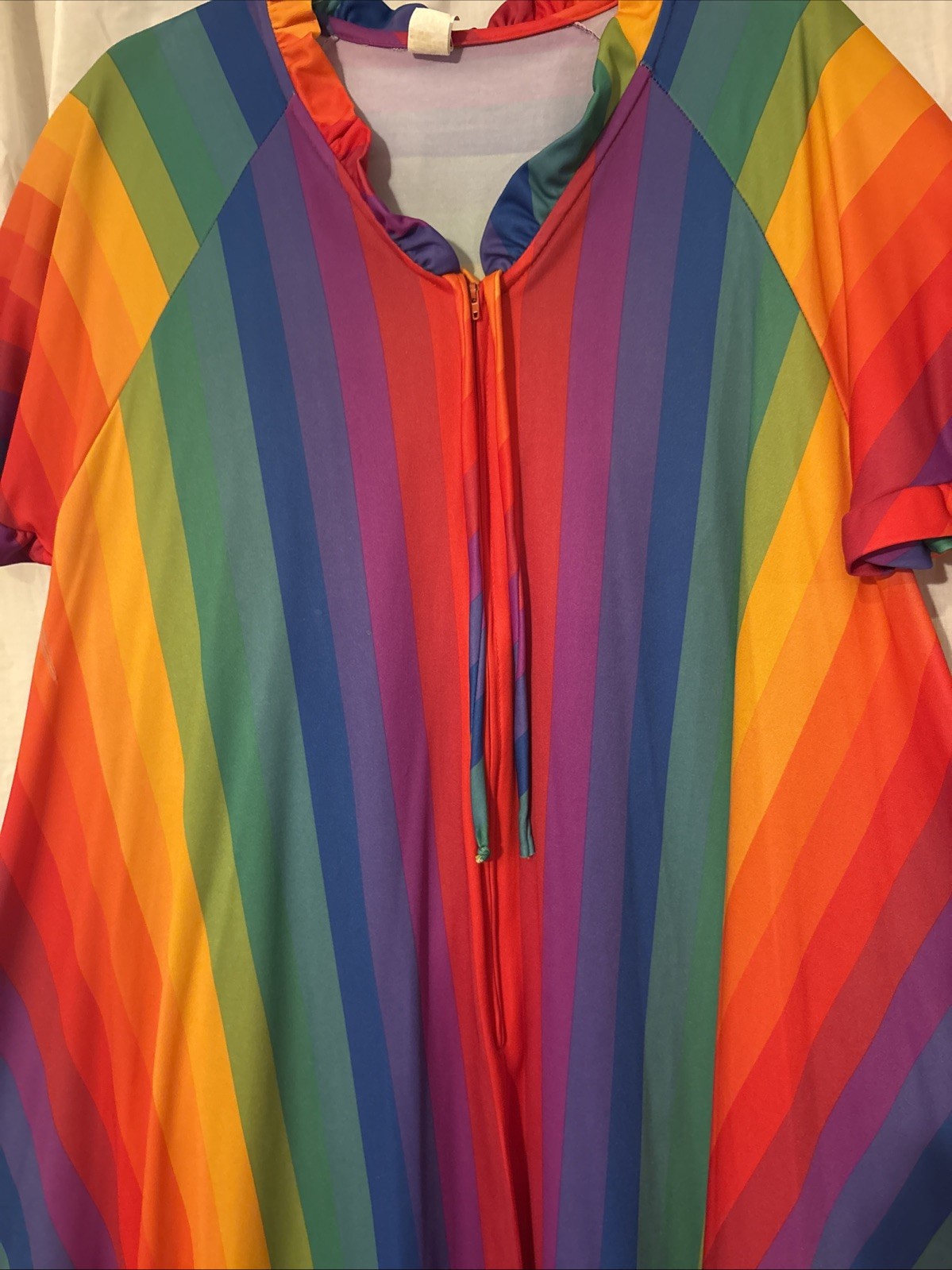 1970’s Vtg Rainbow Cafton Ruffles W/flowy 100% Polyester One Size Fits All