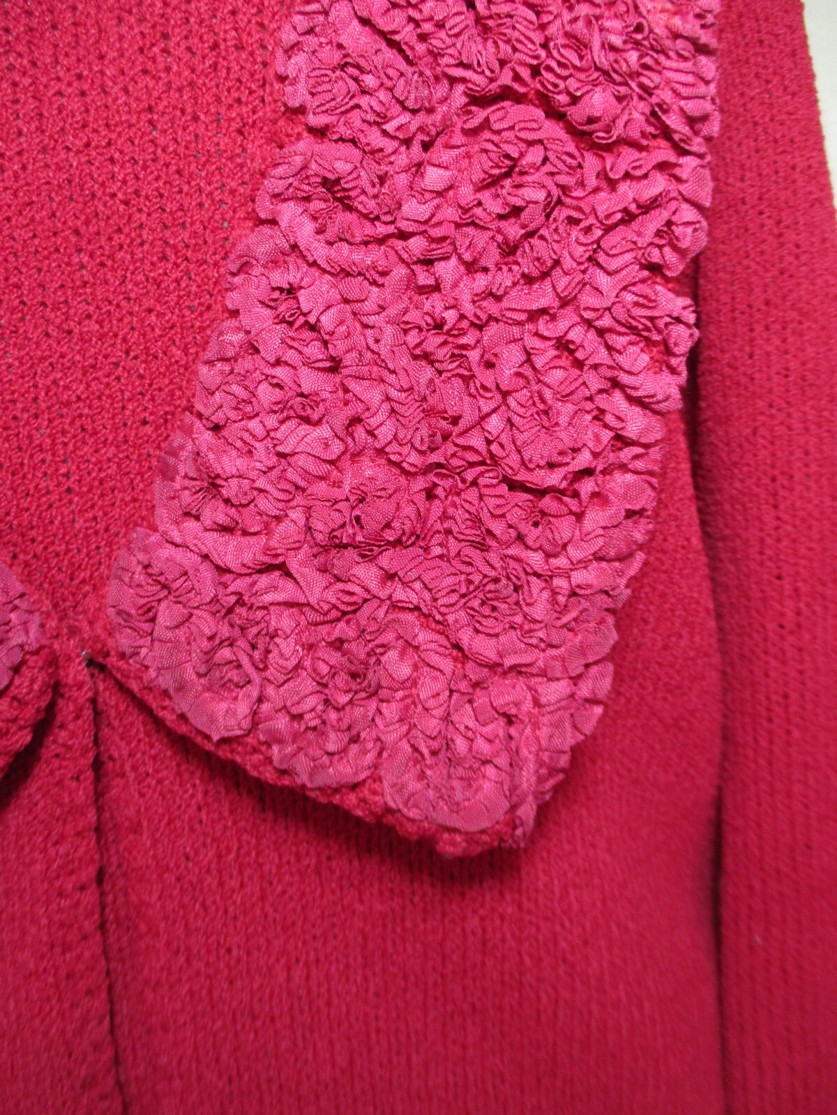 Vintage St John Knits 3 Piece Suit Red Wool Blend S/M Women Early 1970s