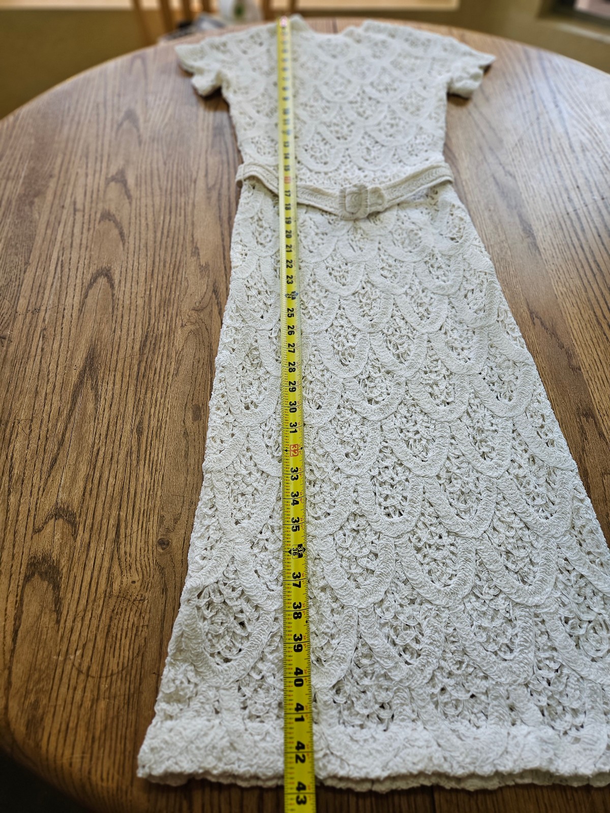 Vtg Glengyle Cream Sheath Crochet Lace Dress Scallop Pattern Small Petite?