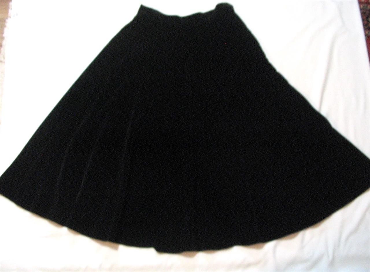 VINTAGE 1950S KORDAY~BLACK VELVET SWING FLARE SKIRT~ 27″ WAIST ~ 120″ SWEEP